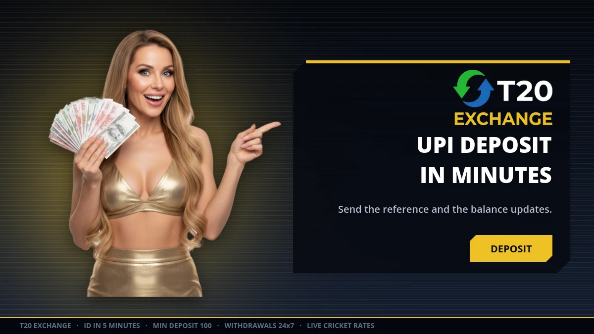 UPI deposit credited to a T20 Exchange balance after the payment reference is shared